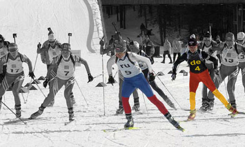 Рисовать поверх всего человека флаг страны, за которую он выступает