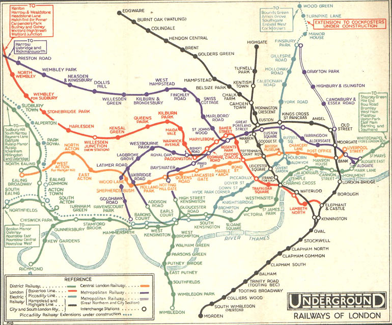 Схема лондонского метро до Бека